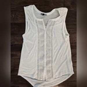 AE Button Down Sparkly Sleeveless Blouse